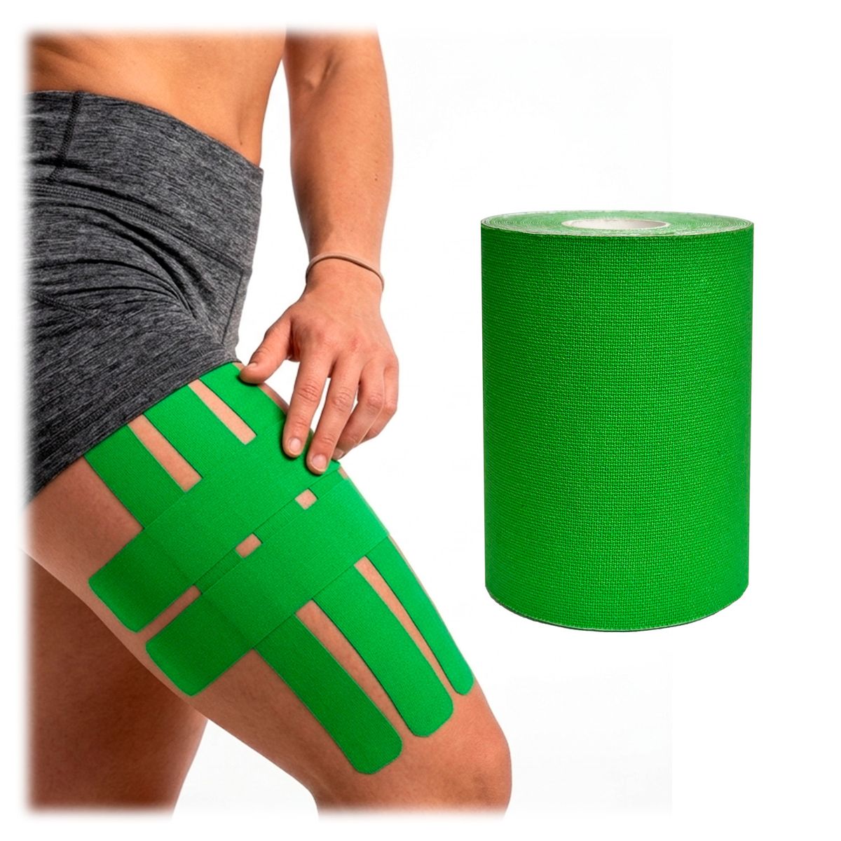 DALI - Cinta Kinesiológica 5 m x 10 cm Kinesio Tape Algodón Adhesivo Rehabilitación Deportiva Color Verde
