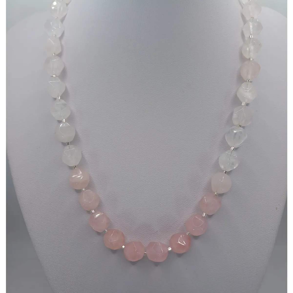 CAT JOYAS - Collar Cuarzo rosa facetado con plata fina 925