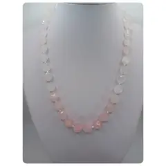 CAT JOYAS - Collar Cuarzo rosa facetado con plata fina 925.