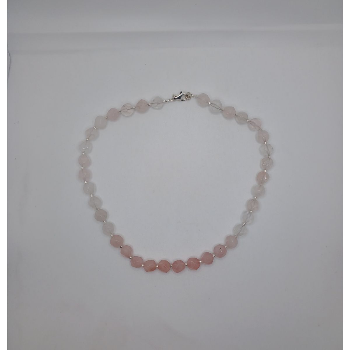 CAT JOYAS - Collar Cuarzo rosa facetado con plata fina 925