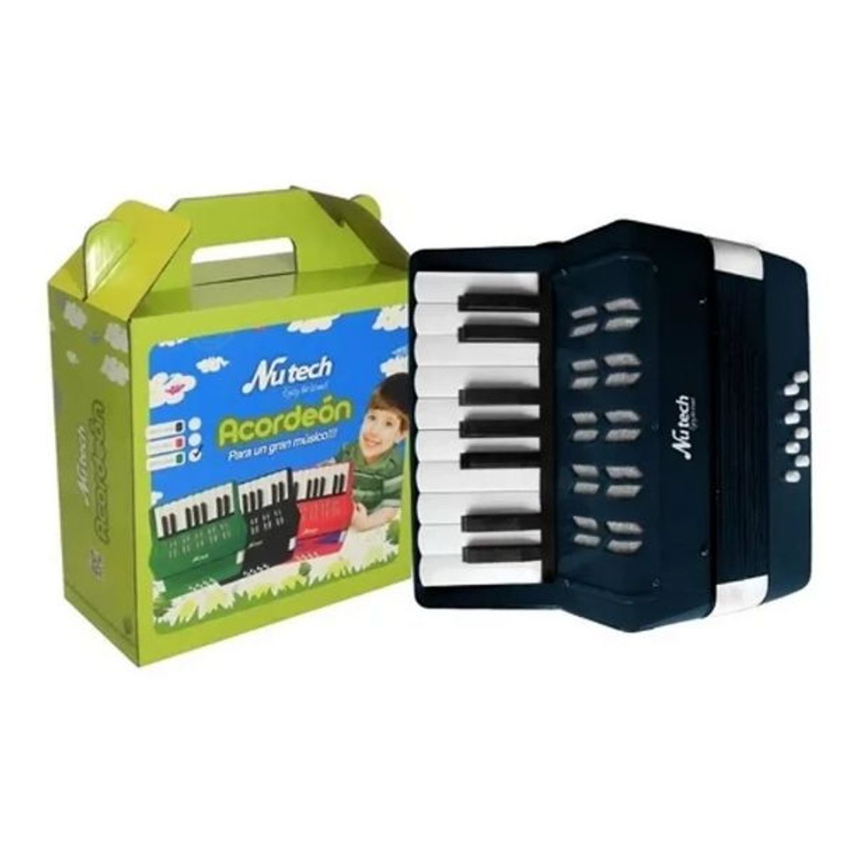 NUTECH - Acordeón 17 Teclas 8 Botones De Bajo Mediano Kids Nutech Instrumento Musical De Aprender Para Niños
