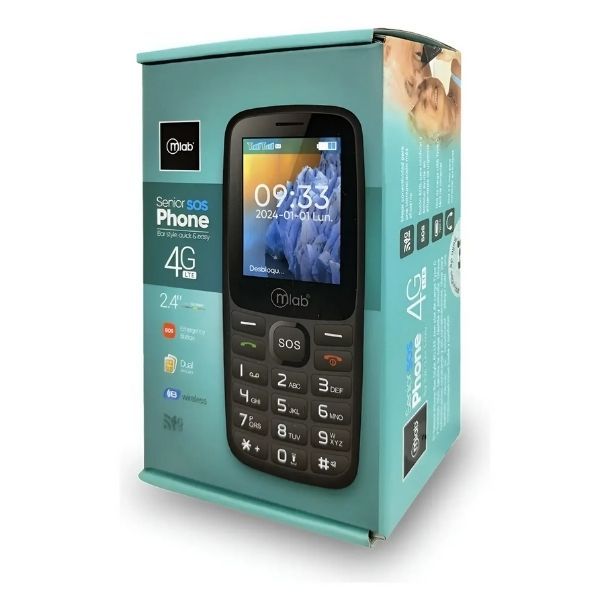 Teléfono Senior Bar Sos 4g Lte 2.4 9387 Teléfono Adulto Mayor Celular Botón Emergencia Dual SIM