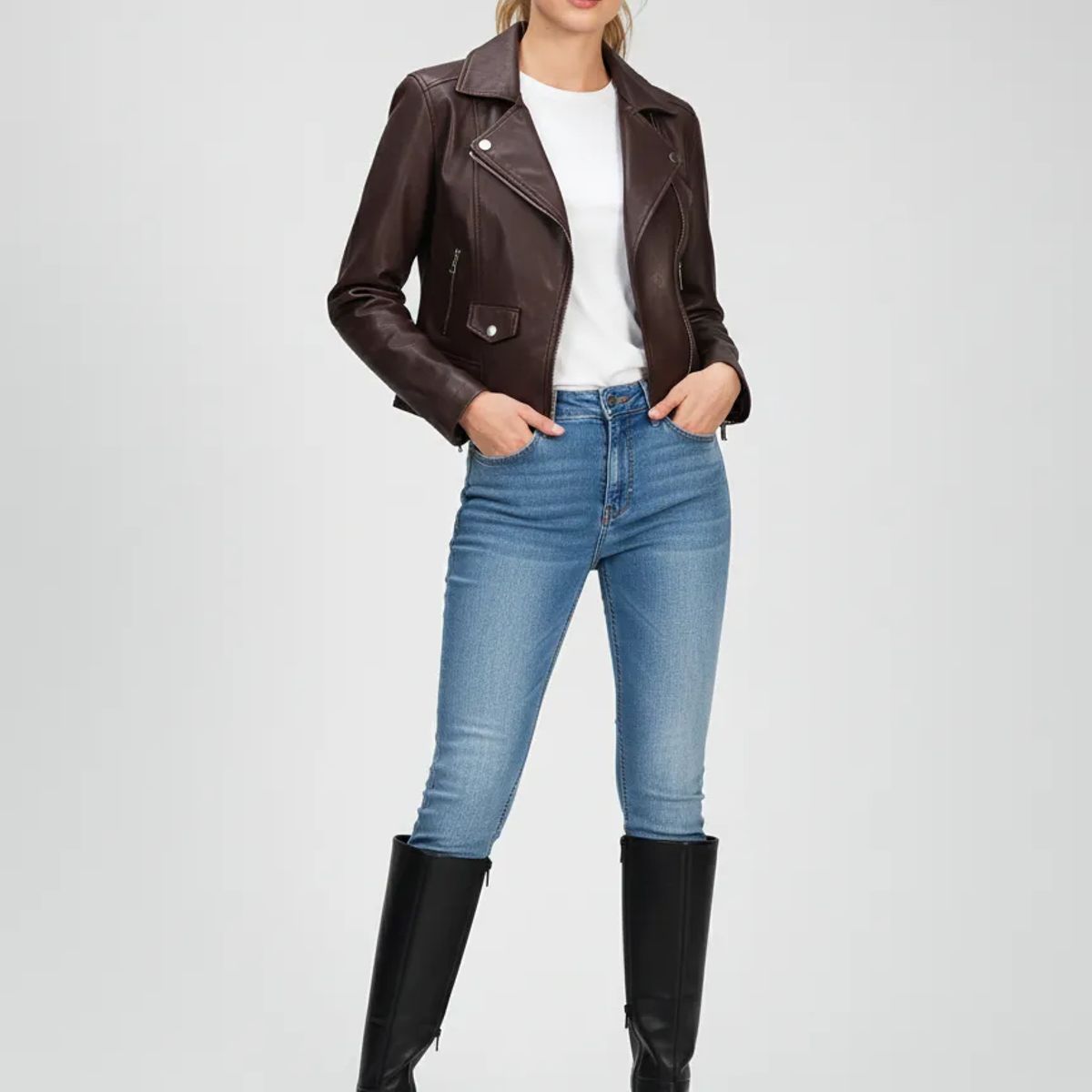 BOVINITA - Bota Mujer Negra Caña Alta Con Taco Cuadrado Y Plataforma