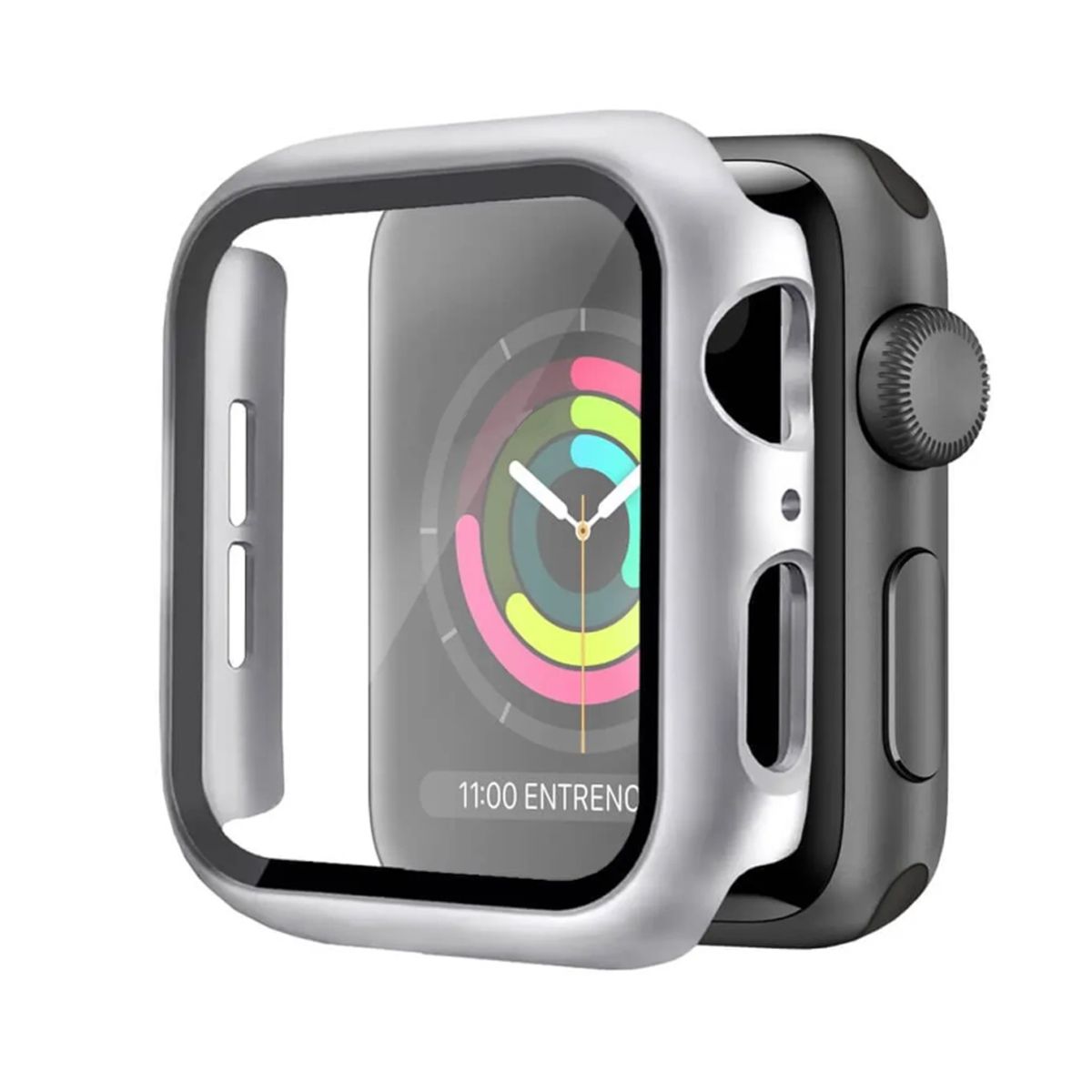 CELLBOX - Protector Carcasa + Mica Plateado Para Apple Watch de 42 mm - Serie 1 / 2 / 3