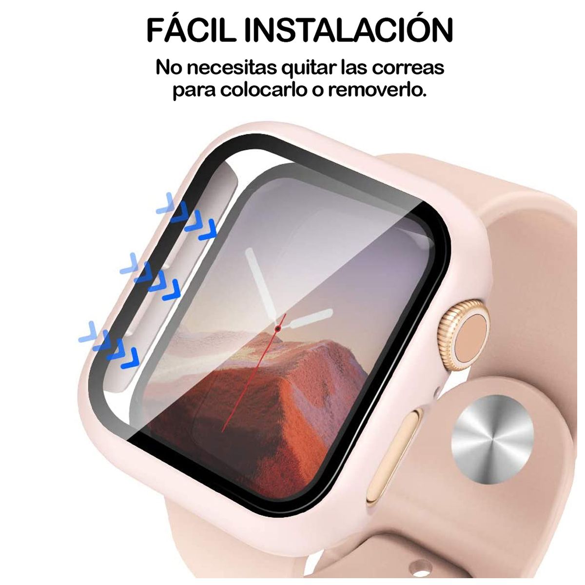 CELLBOX - Protector Carcasa + Mica Rosa Para Apple Watch de 42 mm - Serie 1 / 2 / 3