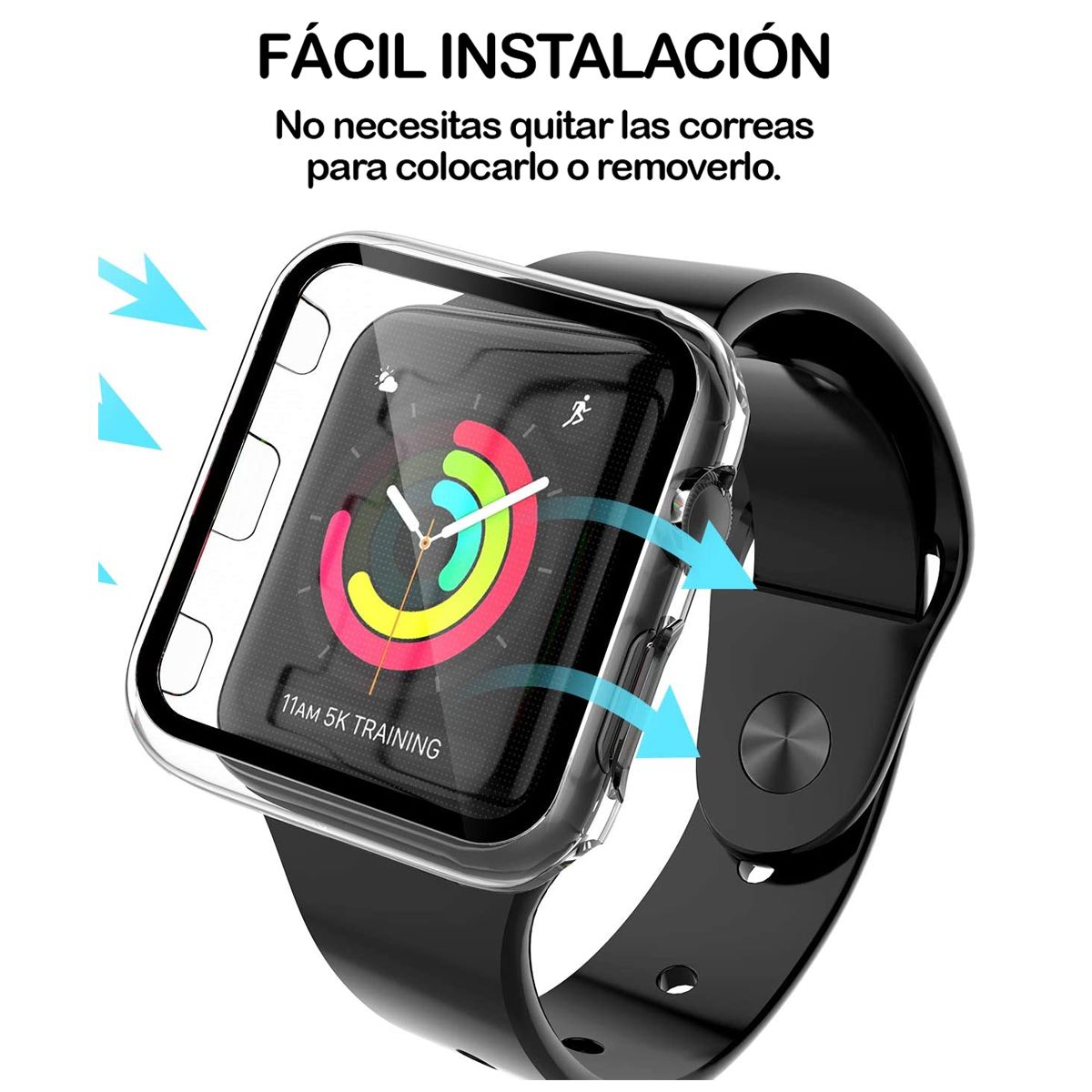 CELLBOX - Protector Carcasa + Mica Transparente Para Apple Watch de 42 mm - Serie 1 / 2 / 3