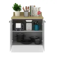 TECNOMOBILI - MUEBLE BASE COCINA 2 PUERTAS BLANCO/ALMENDRA GRAZI 80 CM CZ4301.0001