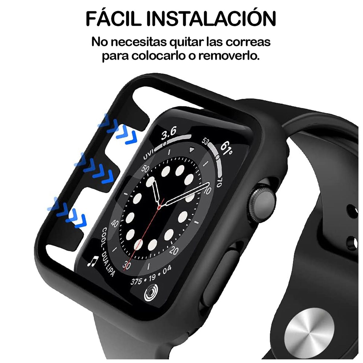 CELLBOX - Protector Carcasa + Mica Negro Para Apple Watch de 45 mm
