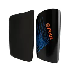 FOUR - Canilleras de Futbol Niños - Sublimadas Negro Azul