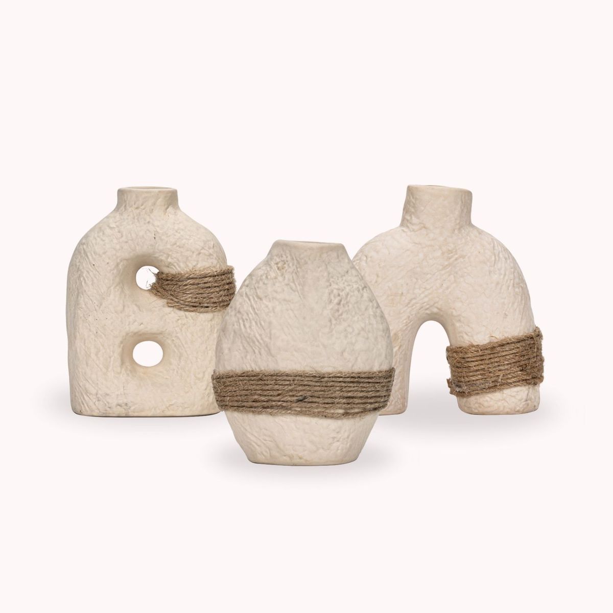 SANTU HOME & DECO - Set 3 Floreros Cerámica Eco Terra