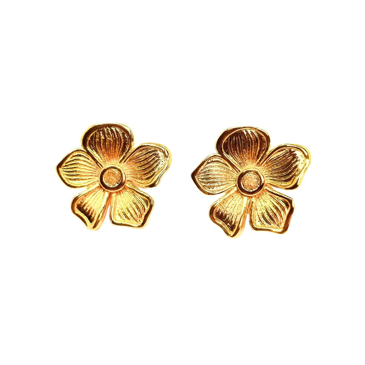 JOYAS LANDEROS - Aro Flor Circón Enchapado en Oro de 18k