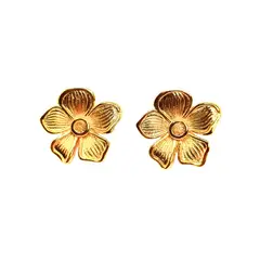 JOYAS LANDEROS - Aro Flor Circón Enchapado en Oro de 18k