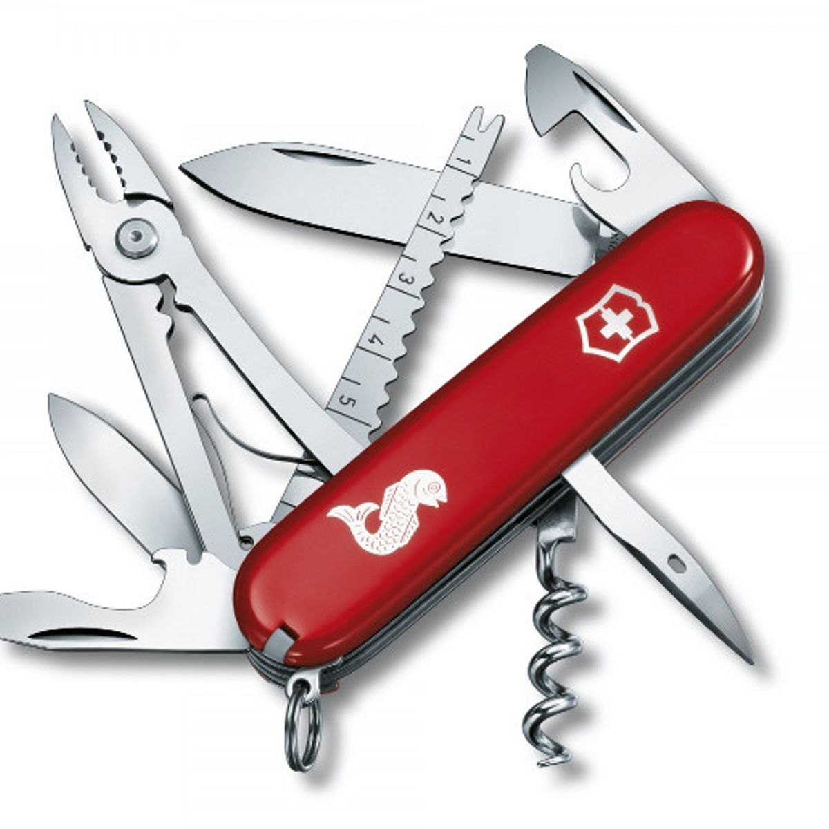 VICTORINOX - CORTAPLUMAS VICTORINOX COD 365372 ANGLER 91MM ROJA CON LOGO