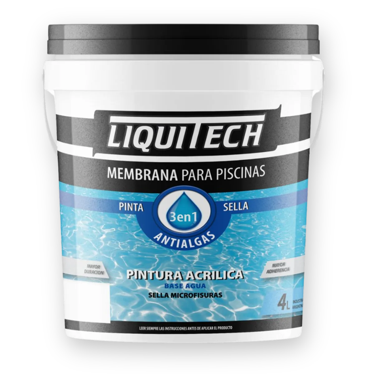 GENERICO - Pintura Membrana para Piscina 3 en 1 -  Liquitech 4L color Celeste Aruba