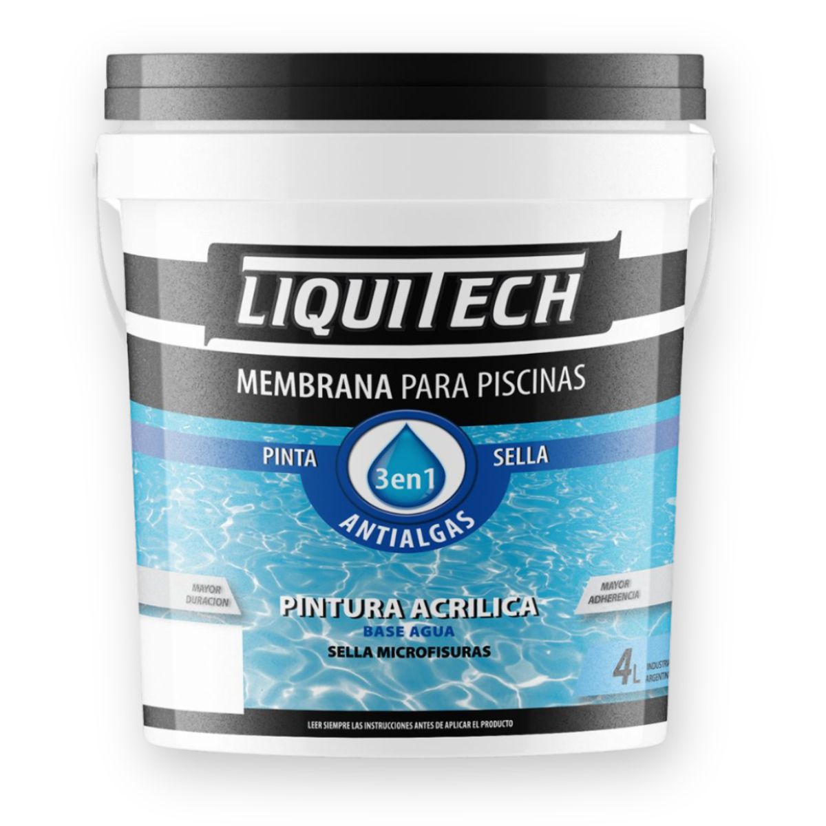 GENERICO - Pintura Membrana para Piscina 3 en 1 -  Liquitech 4L color Gris