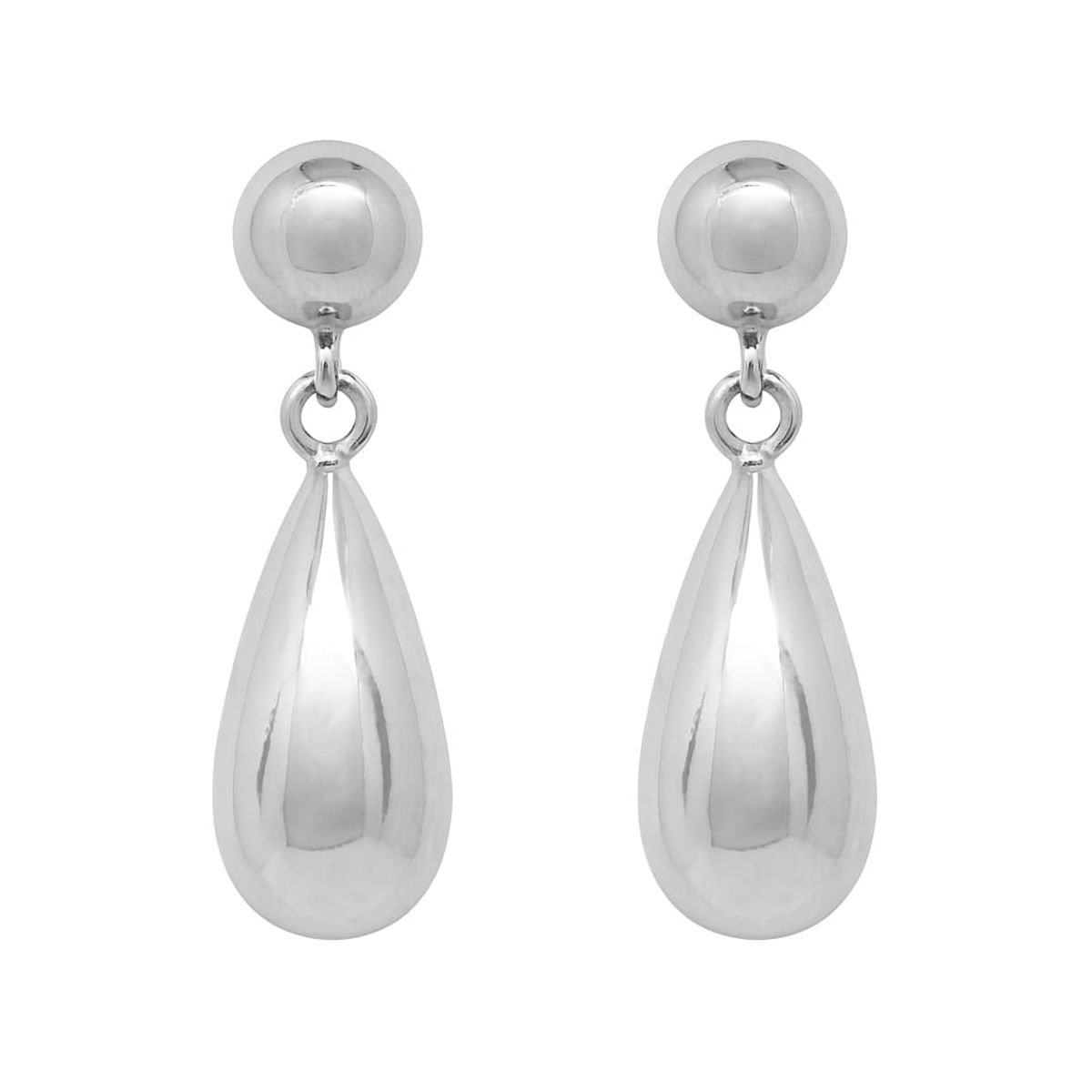 JOYAS LANDEROS - Aro Bolita Gota Enchapado en Rodio