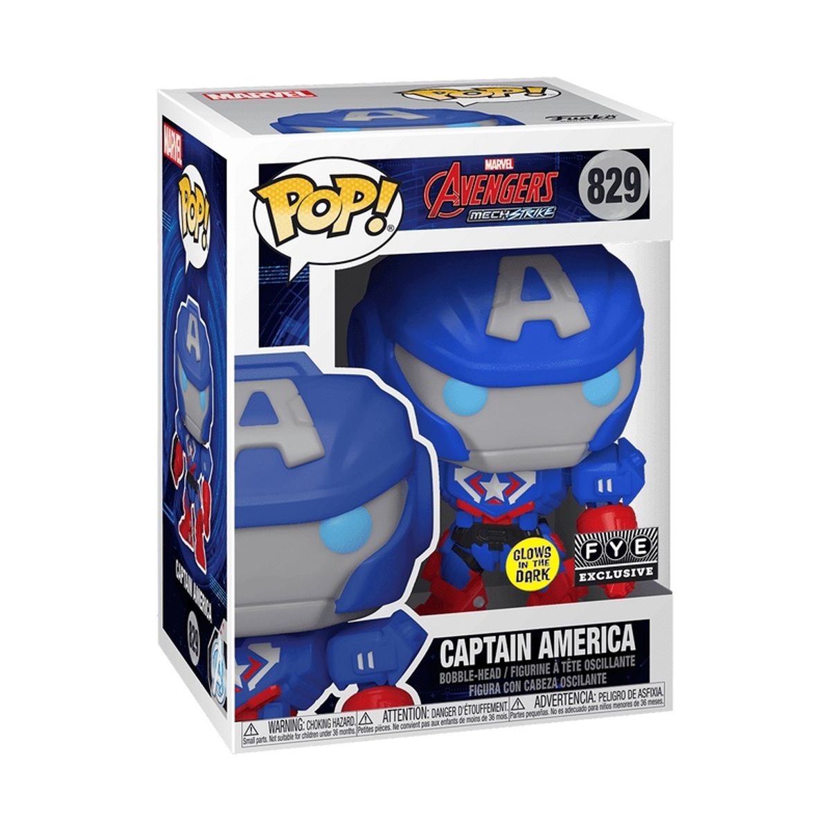 FUNKO - Funko Pop Marvel – Capitan America Glow 829 + Protector