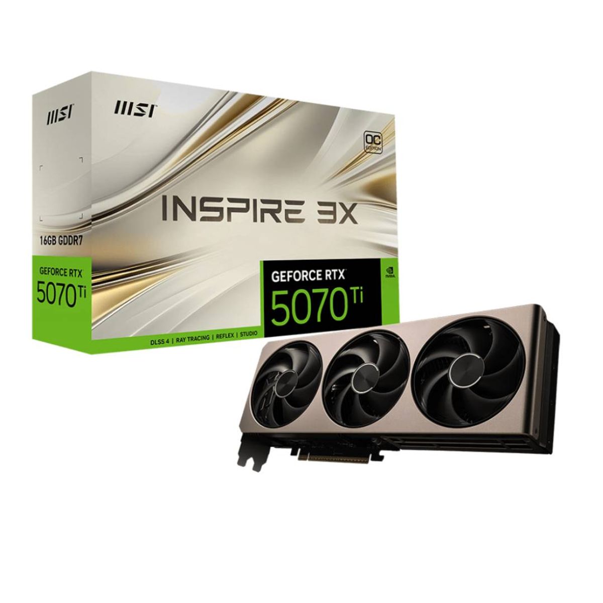 MSI - Tarjeta de Video MSI Geforce RTX 5070 Ti 16G INSPIRE 3X OC