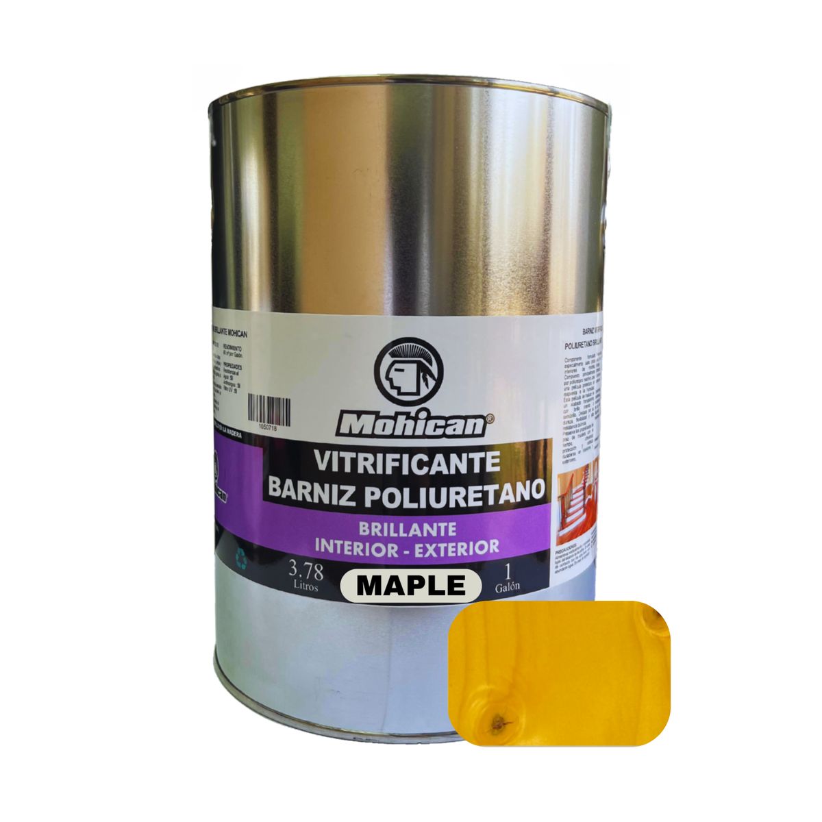 MOHICAN - VITRIFICANTE BARNIZ POLIURETANO BRILLANTE 1 GALON MAPLE