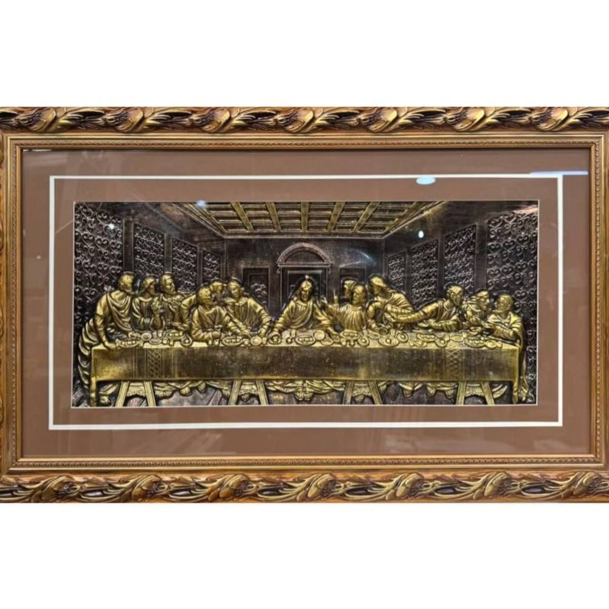 DEKAM DISEÑO - Cuadro Ultima Cena Vidrio Dorada 83x50 Cms