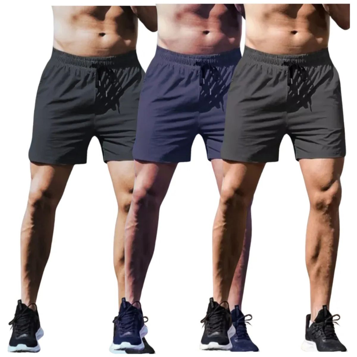 LOOK SHOP - Pack 3 Short Gimnasio Bolsillo Poliéster Hombre Colores Surt 8798