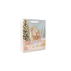 GENERICO - Bolsa De Regalo Navidad Bolsa Navideña 23x18x10cm Bolsa M Rosa Claro Reno