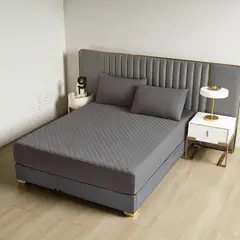 GENERICO - Cubrecolchón impermeable SuperKing + 02 fundas de almohada Gris