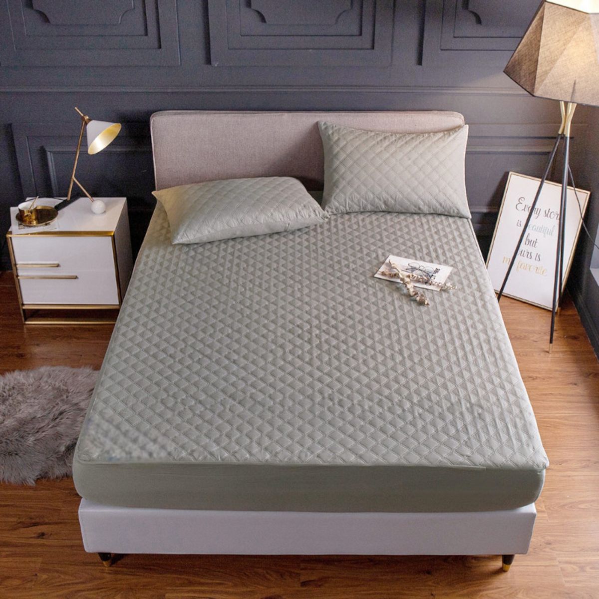 GENERICO - Cubrecolchón impermeable 15p + 01 funda de almohada Arena
