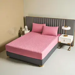 GENERICO - Cubrecolchón impermeable 2p + 02 fundas de almohada Rosado