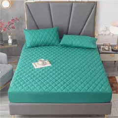 GENERICO - Cubrecolchón impermeable King + 02 fundas de almohada Verde