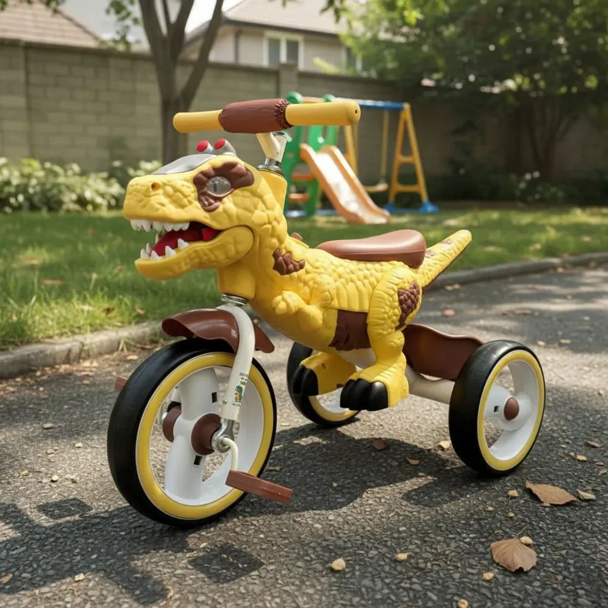 VOYAGE - Triciclo Infantil Dino Rex Con Luz y Bluetooth Yellow