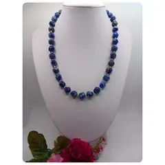 CAT JOYAS - Collar de lapislázuli facetado de 10mm con plata fina 925