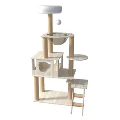 SUKEA - Torre Rascador Grande Madera Sisal Para Gatos 142cm Y-1