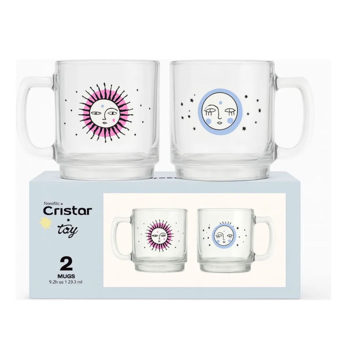 CRISTAR - Tazas De Vidrio Café Té 275ml - TOY - X2