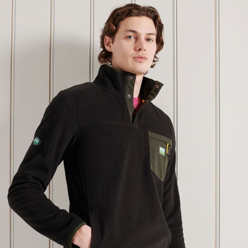 SUPERDRY - B Trail Polar Fleece Pop Over Polera. Vellón,  Hombre