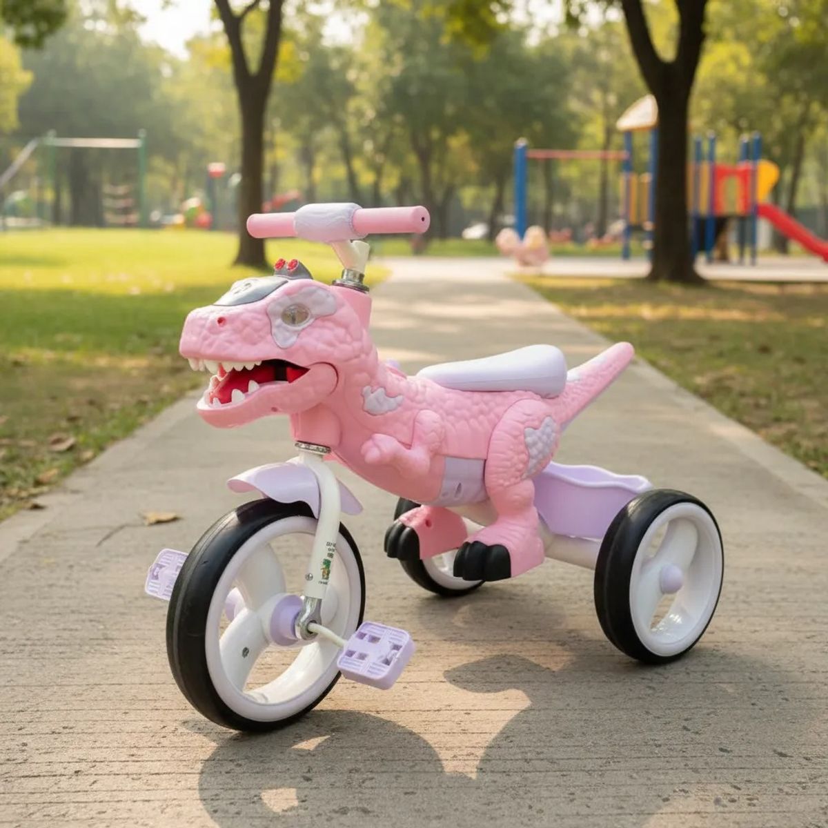 VOYAGE - Triciclo Infantil Dino Rex Con Luz y Bluetooth Pink