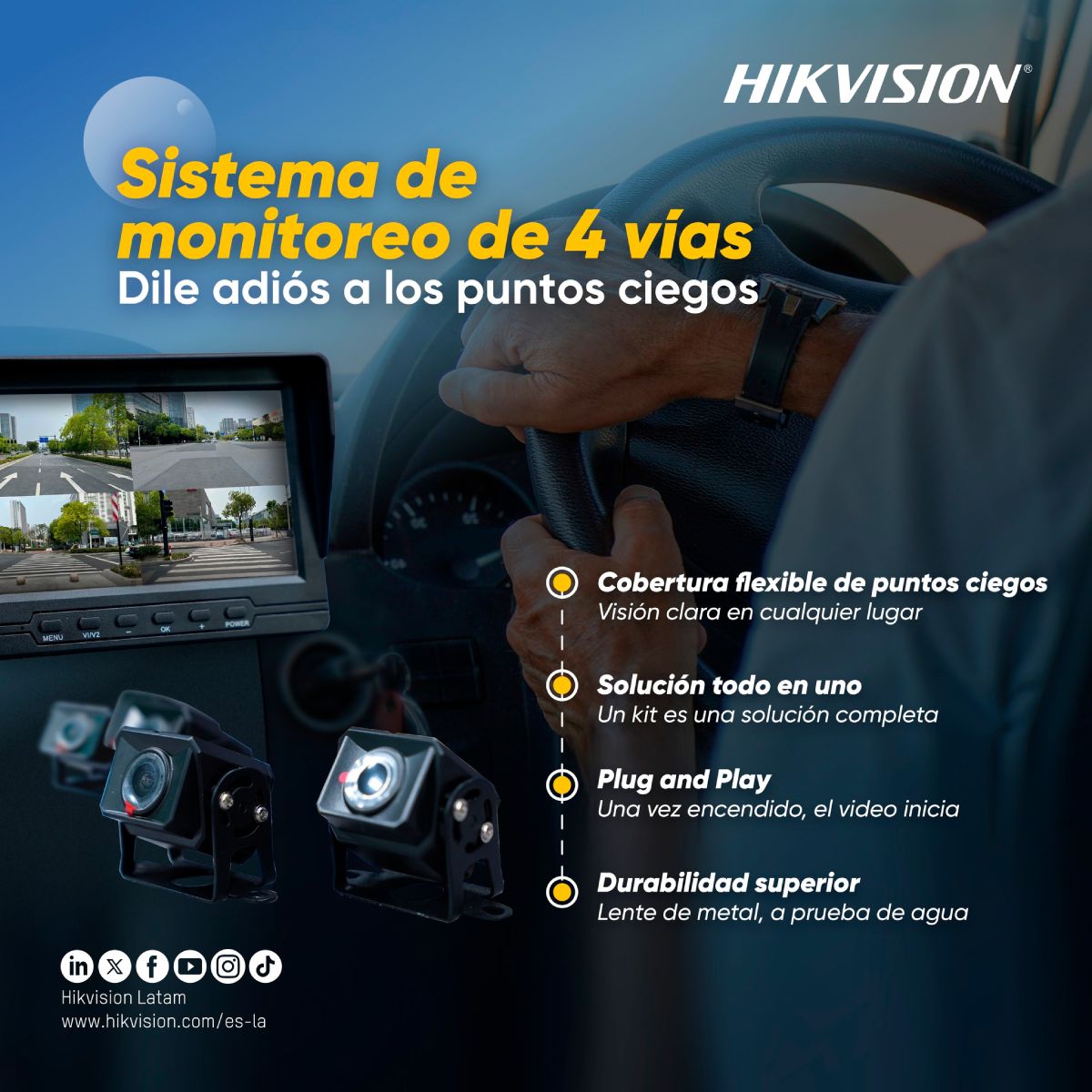 HIKVISION - Hikvision Kit Dvr Movil 4ch Con Monitor Y 4 Camaras 1080p 4 Camara