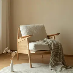 SANTU HOME & DECO - Sitial Madera Rattan Blanco Nórdico