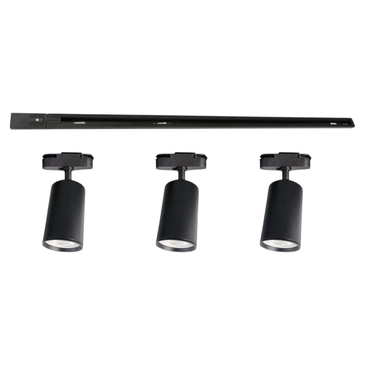WANT - Lámpara 3 Focos Cilindros Luz Fría con Riel 1mt Negro