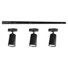 WANT - Lámpara 3 Focos Cilindros Luz Fría con Riel 1mt Negro