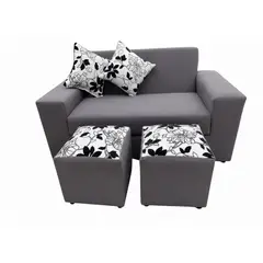 GENERICO - Sofá Venecia 2 Cuerpos + 2 Puff Gris