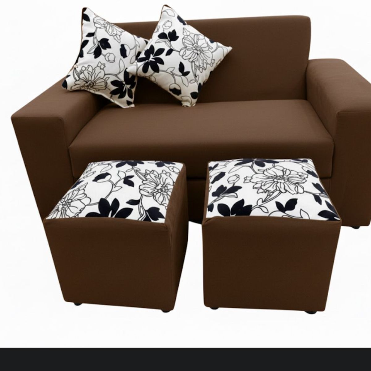 GENERICO - Sofá Venecia 2 Cuerpos + 2 Puff Marron