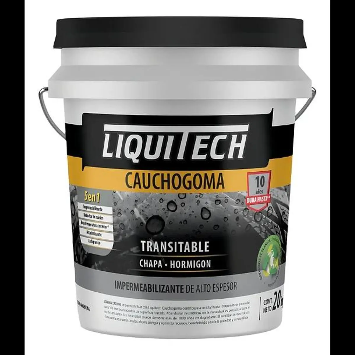 GENERICO - Pintura impermeabilizante sustentable Caucho Goma 5 en 1 Liquitech 4 Kg color Blanco