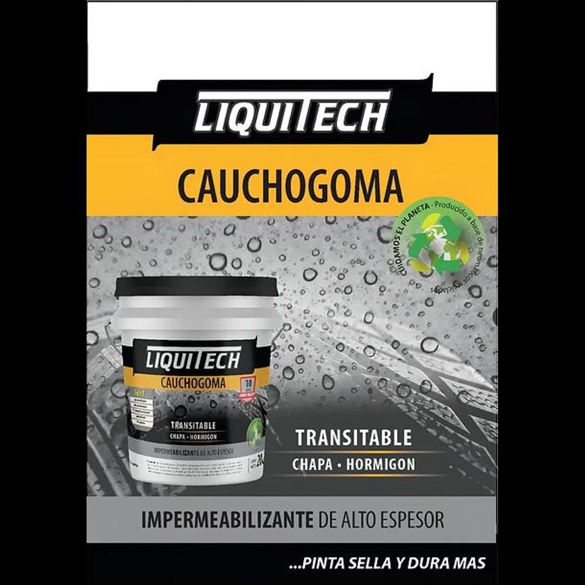 Pintura impermeabilizante sustentable Caucho Goma 5 en 1 Liquitech 4 Kg color Gris, marca GENERICO - Foto 2