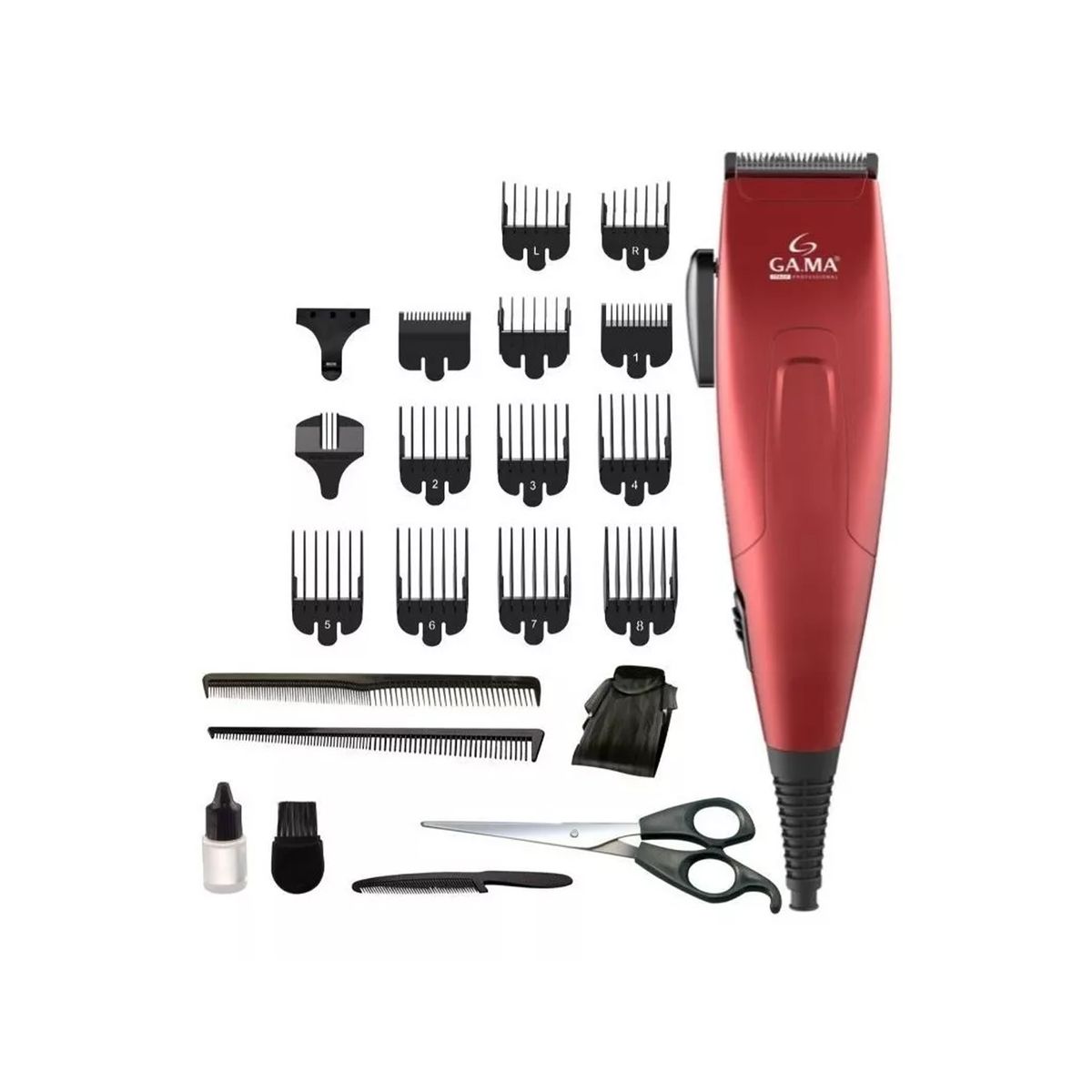 GAMA - Cortadora de Pelo Gama GM 562 + 24 Accesorios Rojo