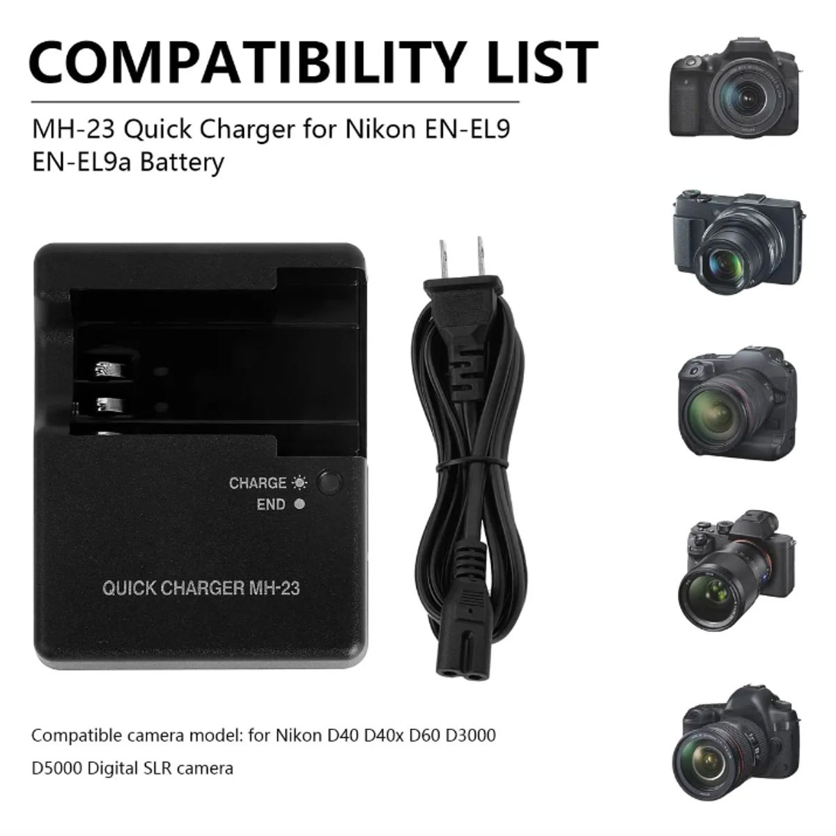 GENERICO - Cargador Mh-23 Batería Enel-9a Para Nikon D60 D3000 D5000