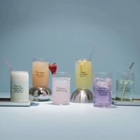 Vasos Tipo Lata De Vidrio Con Frases Motivacionales 473cc X6