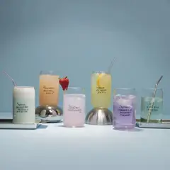 CRISTAR - Vasos Tipo Lata De Vidrio Con Frases Motivacionales 473cc X6