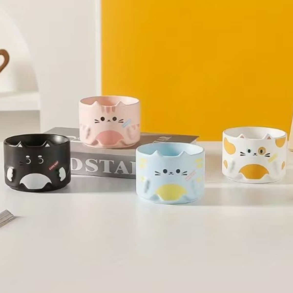 SUKEA - Taza Mug Cerámica Gato Kawaii 300ml Diseño Neko Cat Negro