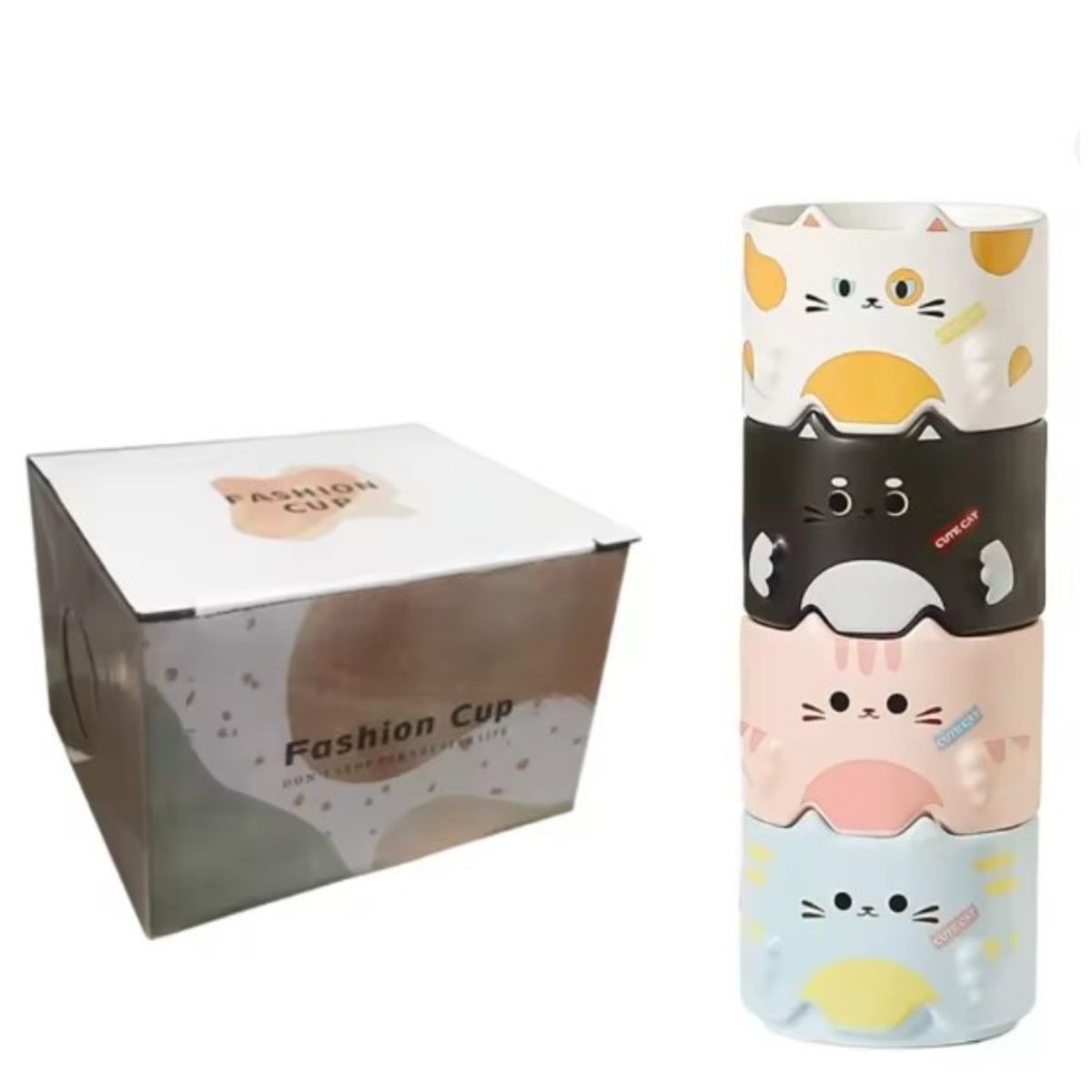 SUKEA - Taza Mug Cerámica Gato Kawaii 300ml Diseño Neko Cat Negro